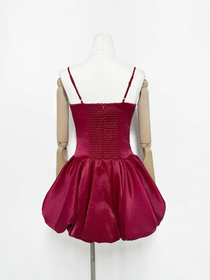 Burgundy Rosette Mini Dress
