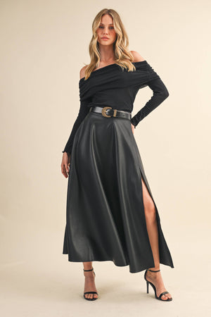 Vegan Black Maxi Skirt