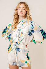 Abstract Button Down Blouse