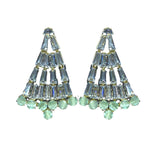 St Armands Designs of Sarasota - Crystal and Chalcedony Christmas Tree Holiday Earrings