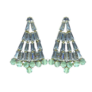 St Armands Designs of Sarasota - Crystal and Chalcedony Christmas Tree Holiday Earrings