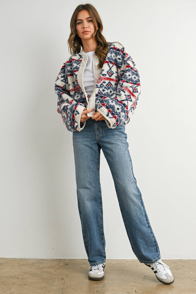 Cordoury and Fleece Long Sleeve Jacket