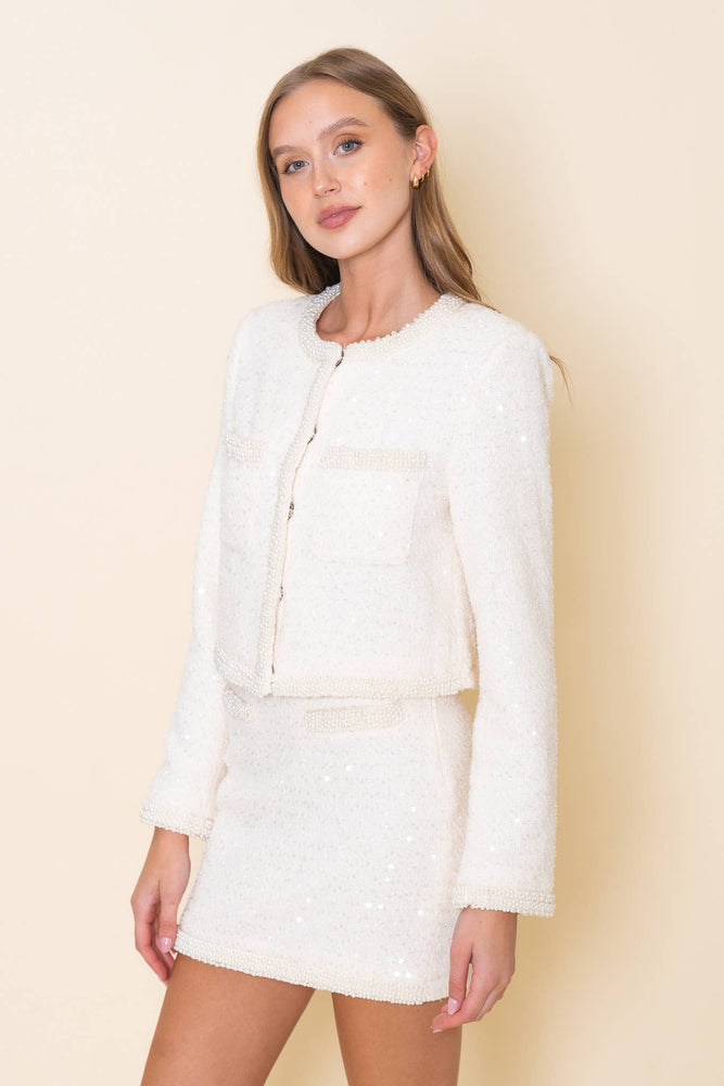 Pearl Trim Crop Jacket