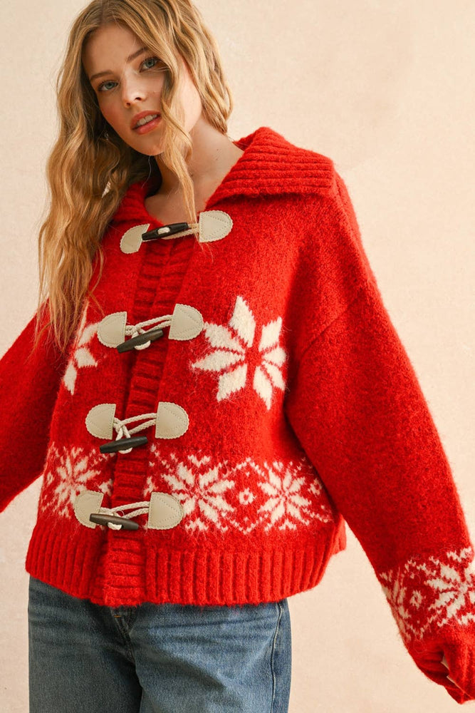 Snow Flake Red Cardigan