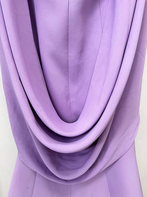 Lavender Rhinestone Gown with Draped Shawl