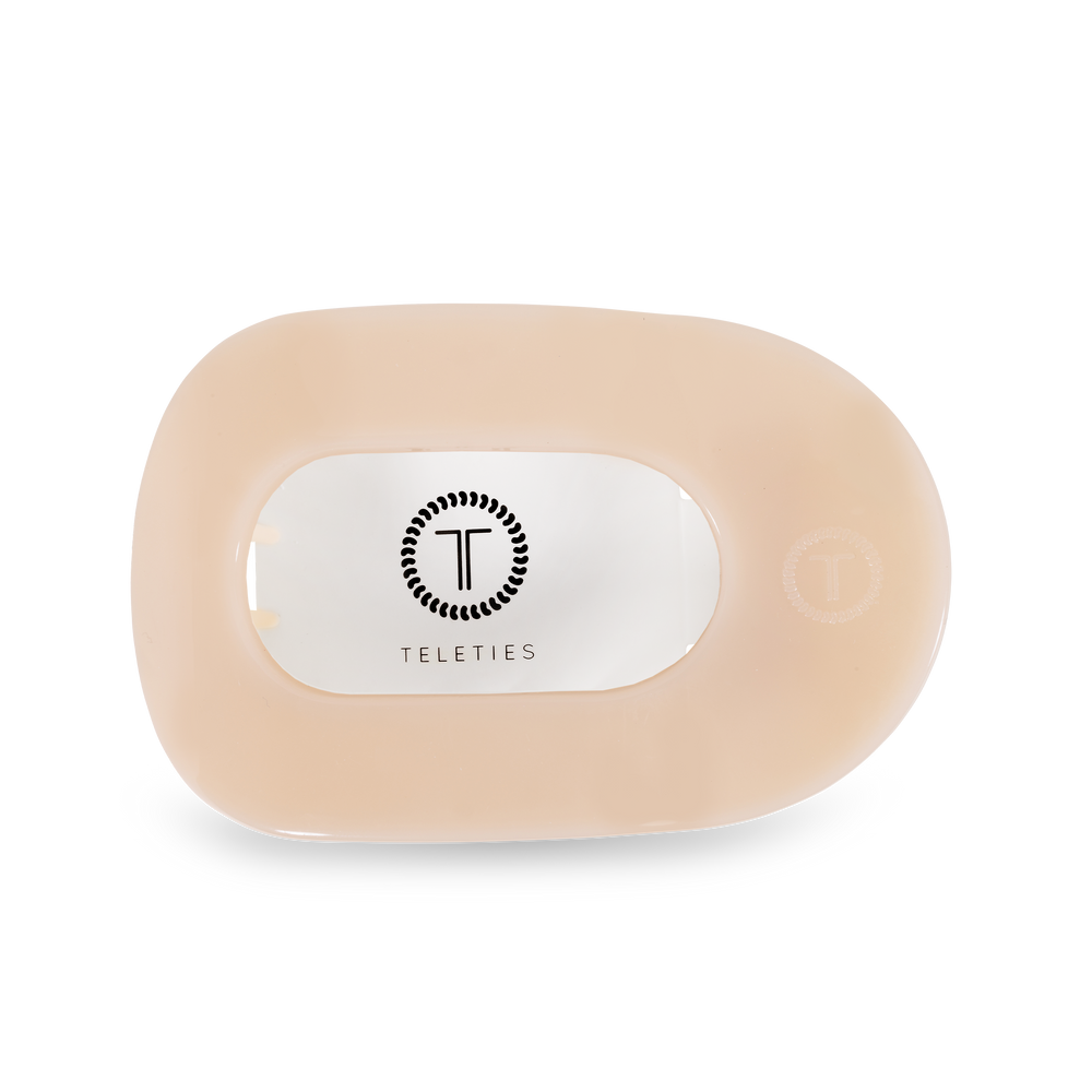 TELETIES - Round Flat Hair Clip | Large | Almond Beige
