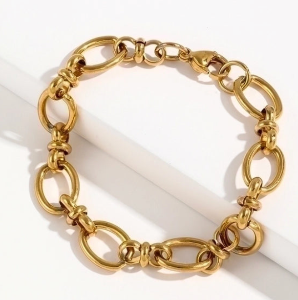 HoopLa - Rio Eternal Rope and Link Steel Bracelet 14K gold Waterproof