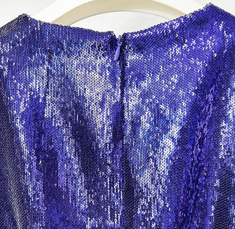 Deep Amethyst Handmade Sequin Mermaid Evening Gown with Front Slit