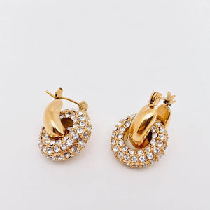 Cubic Zirconia Donut Design Huggie Earrings