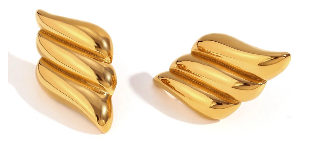 HoopLa - Aegean Button Earrings,Stainless Steel- Waterproof: Yellow Gold