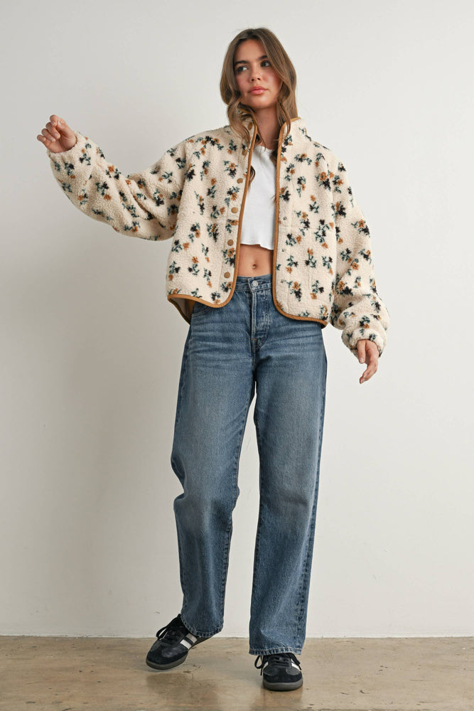 Floral Fluffy Fleece Jacket