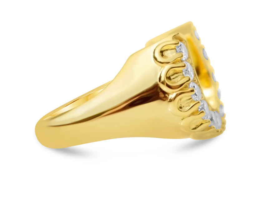 HoopLa - Lucky Horse Shoe- Steel and CZ 14K gold: 8