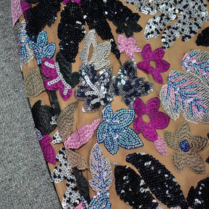Elegant Floral Sequin Embroidered Mesh Tube Top Dress