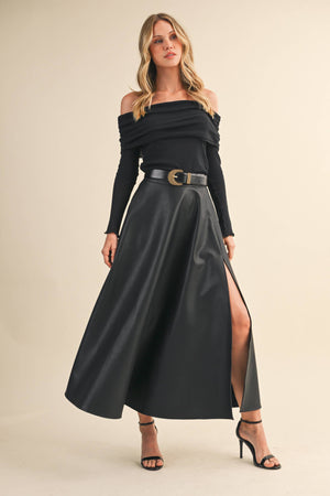 Vegan Black Maxi Skirt