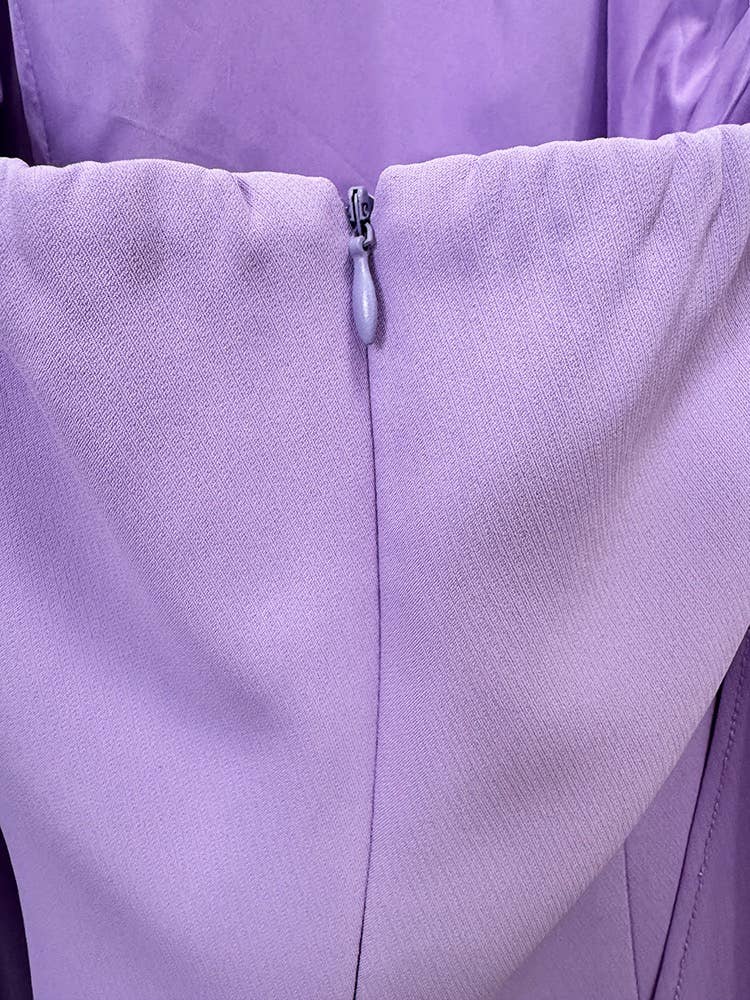 Lavender Rhinestone Gown with Draped Shawl