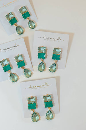 St Armands Designs of Sarasota - Amalfi Turquoise Ombre Gem Drop Statement Earrings