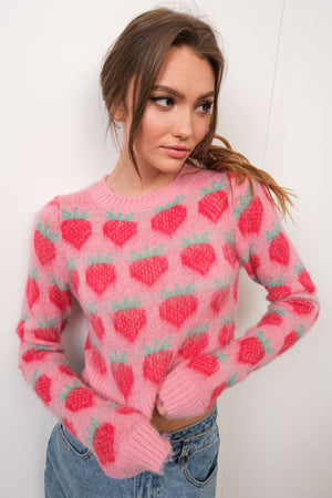 Strawberry Cropped Sweater