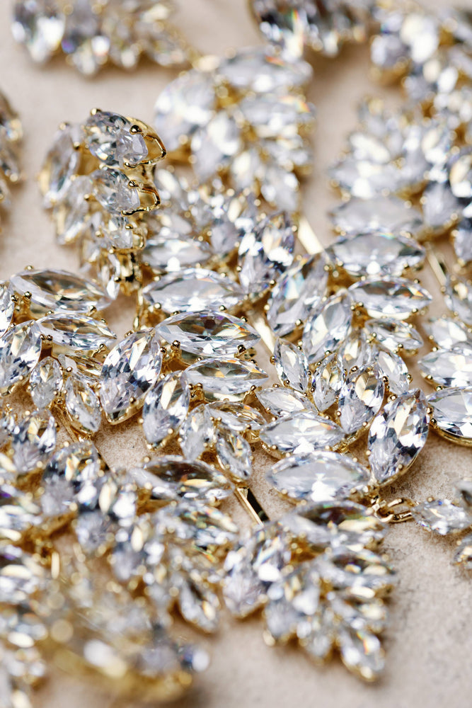 St Armands Designs of Sarasota - Gold Palm Diamond Drop Earrings