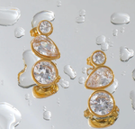 HoopLa Style - Organic Diamond Drop Steel and Clear CZ Earring 18K