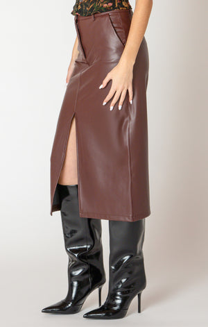Bordeaux Vegan Midi Skirt