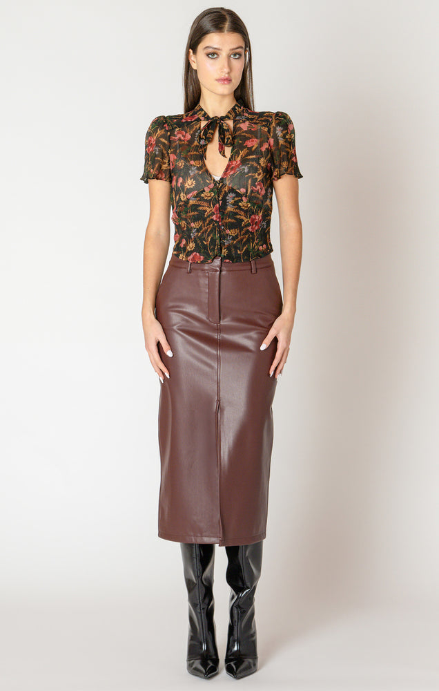 Bordeaux Vegan Midi Skirt