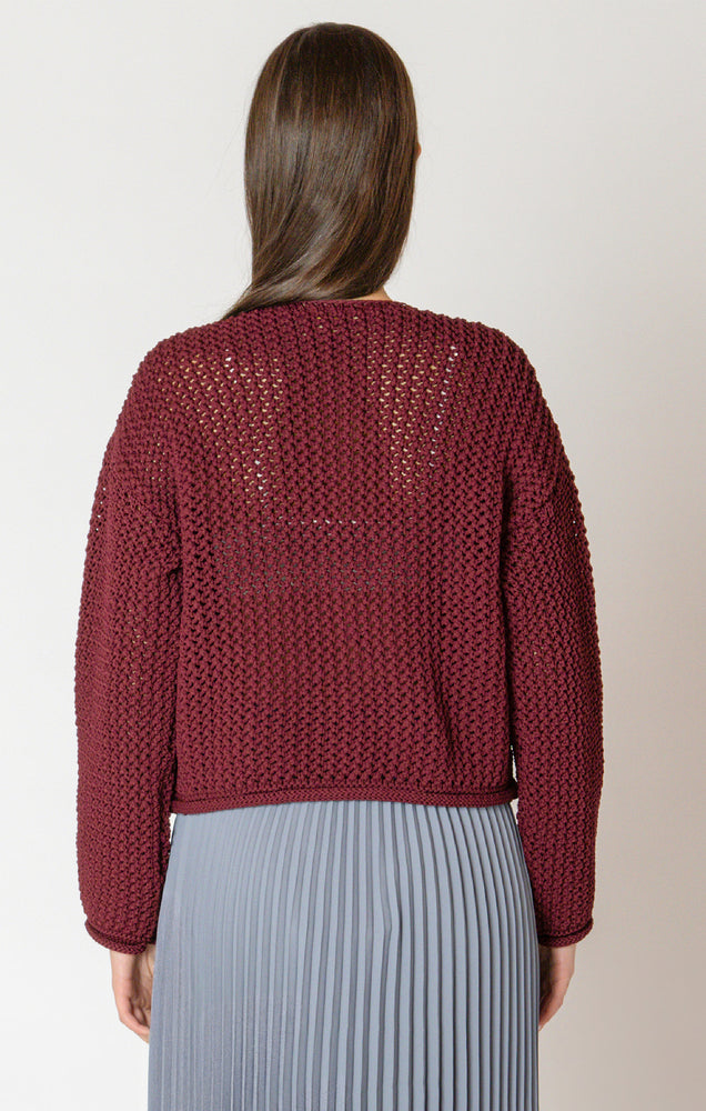 Dark Ruby Gold Button Sweater