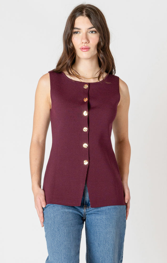 Burgundy Sleeveless Sweater Top