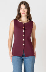 Burgundy Sleeveless Sweater Top