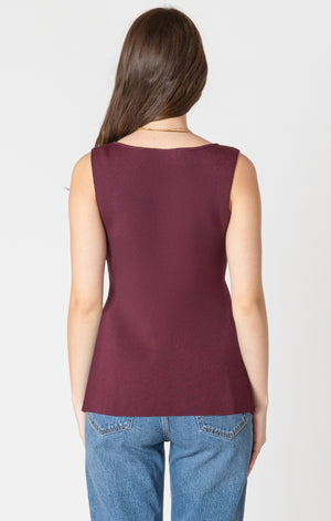 Burgundy Sleeveless Sweater Top