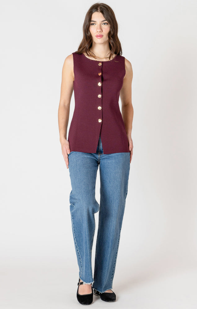 Burgundy Sleeveless Sweater Top
