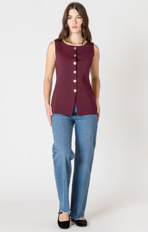 Burgundy Sleeveless Sweater Top
