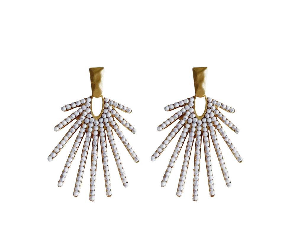 Marble Sunburst Statement Drop Earrings