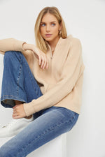 Oatmeal Zip Up Sweater Jacket