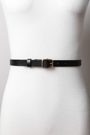 Classic Skinny Leather Fashion Belt- Black