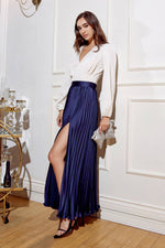 Honor Pleated Maxi Skirt -Navy