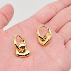 Heart Charm 18K Gold Plated Stainless Steel Huggie Earrings