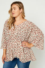 Floral Peplum Blouse- VOLUME