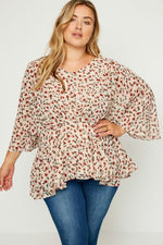 Floral Peplum Blouse- VOLUME