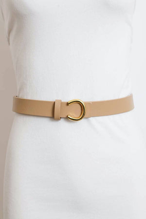 Minimalist Gold Horseshoe Belt: Beige