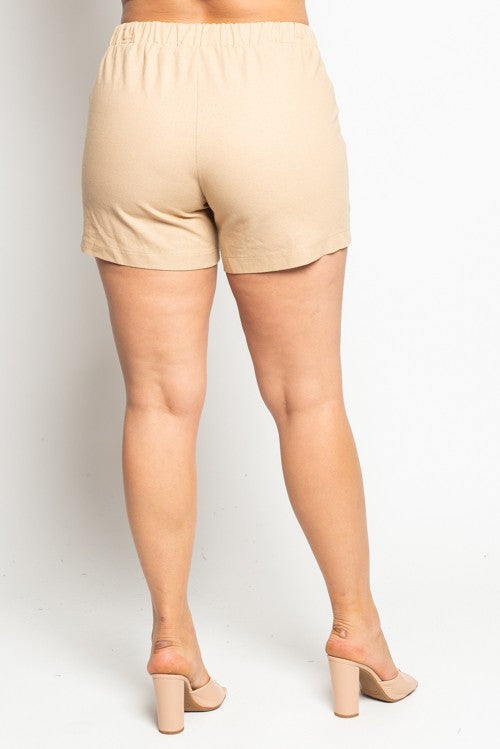 Natural Linen Shorts- VOLUME