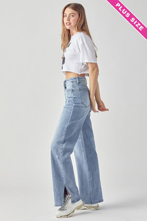 Risen 90s Wide Leg Slit Jean -VOLUME