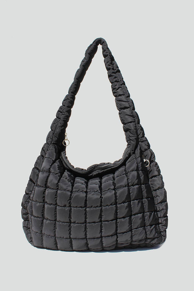 Cleo Slouchy Quilted Tote in Black