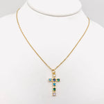 Multi Color Cross Pendant Necklace