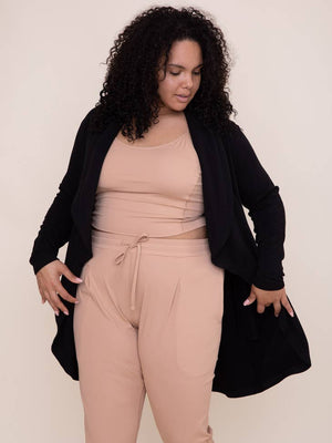 Fleece Lined Flowy Open Cardigan- VOLUME