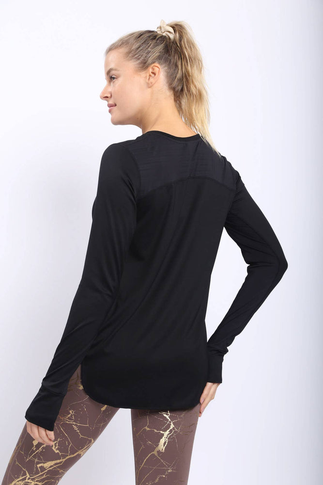 Black Active Top with Breathable Panels