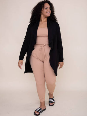 Fleece Lined Flowy Open Cardigan- VOLUME