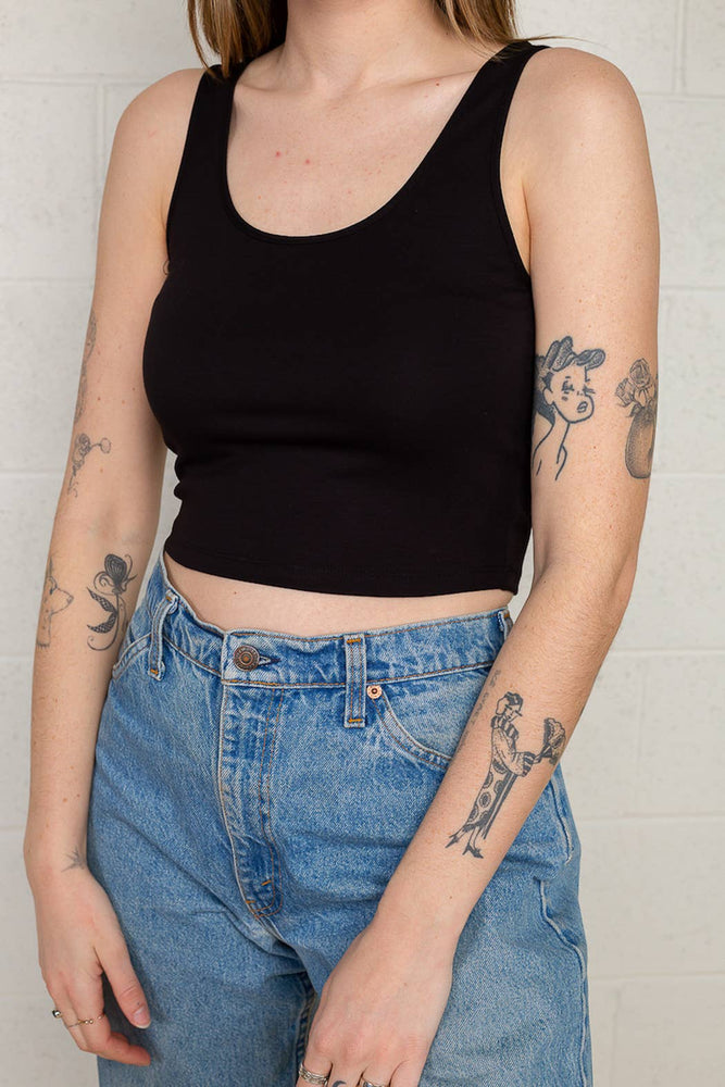 Georgia Cropped Black Tank