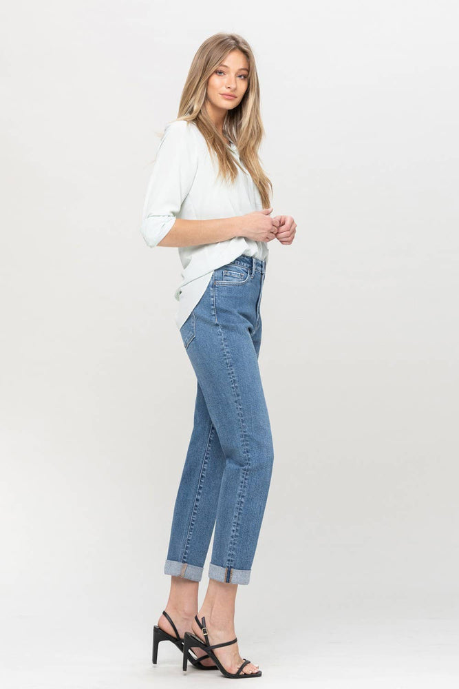 Stretch Mom Jean With Rolled Cuff Jean