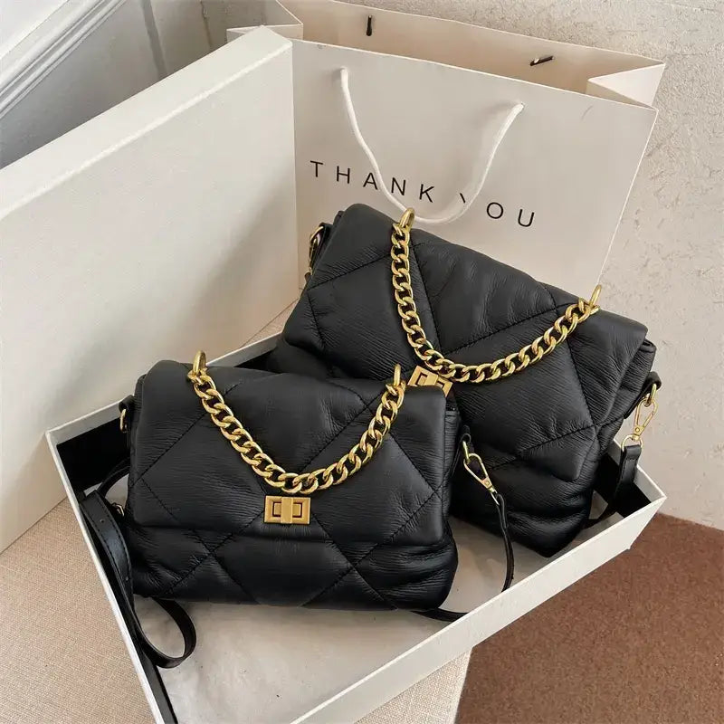 Puffer Cross-body Bag: BLACK / LARGE