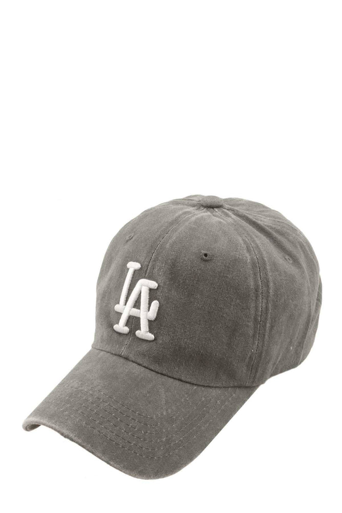 LA 3D Embroidery Pigment Baseball Cap: GREY